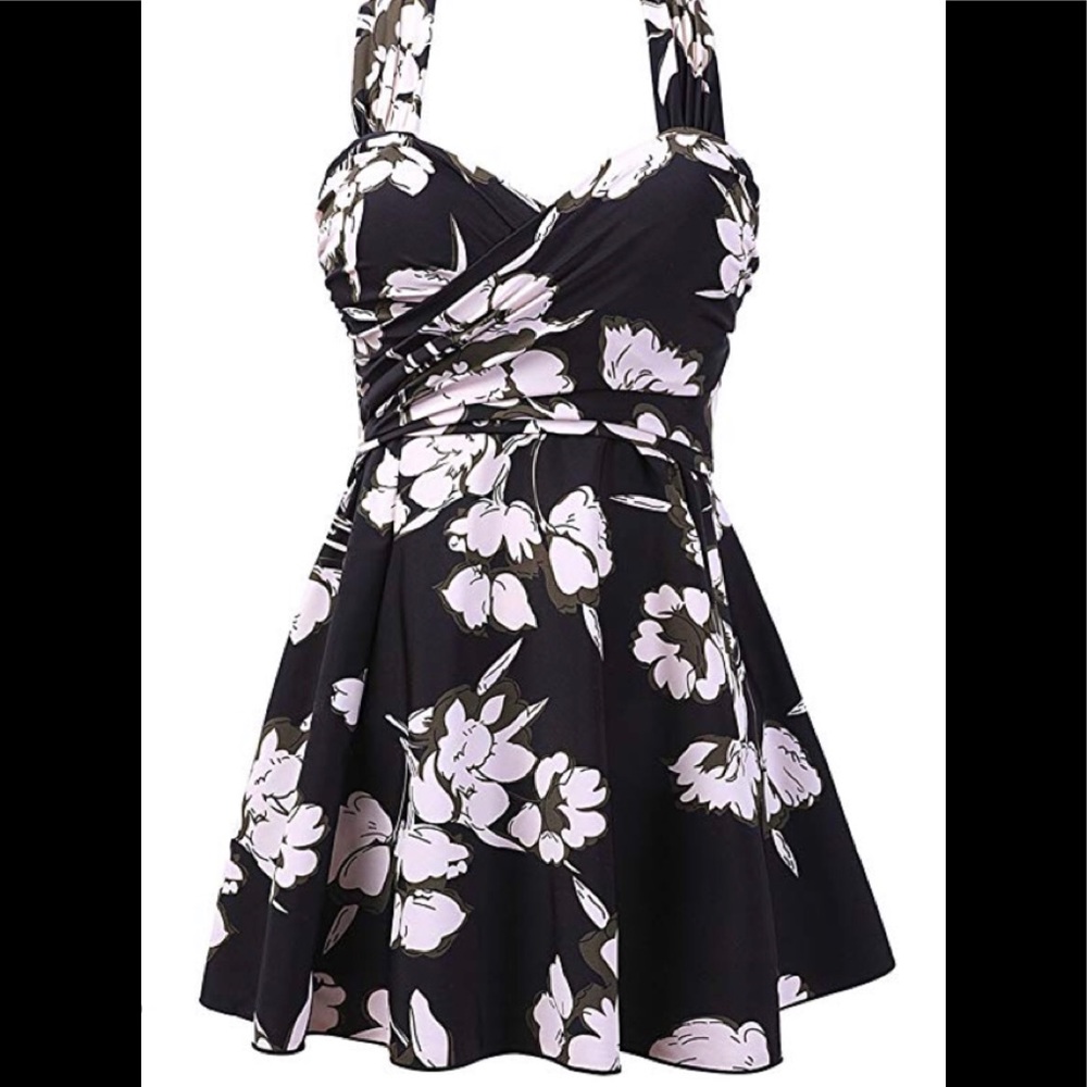NWT Cocopear black floral one piece swim 4xl
